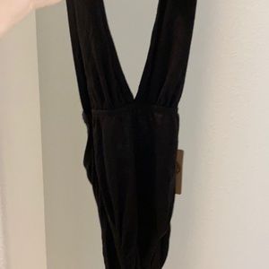 Black deep v bodysuit, brand new, size small